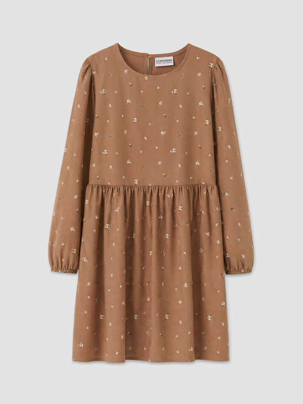 LCW Kids Baskılı Kız Çocuk Gabardin Elbise