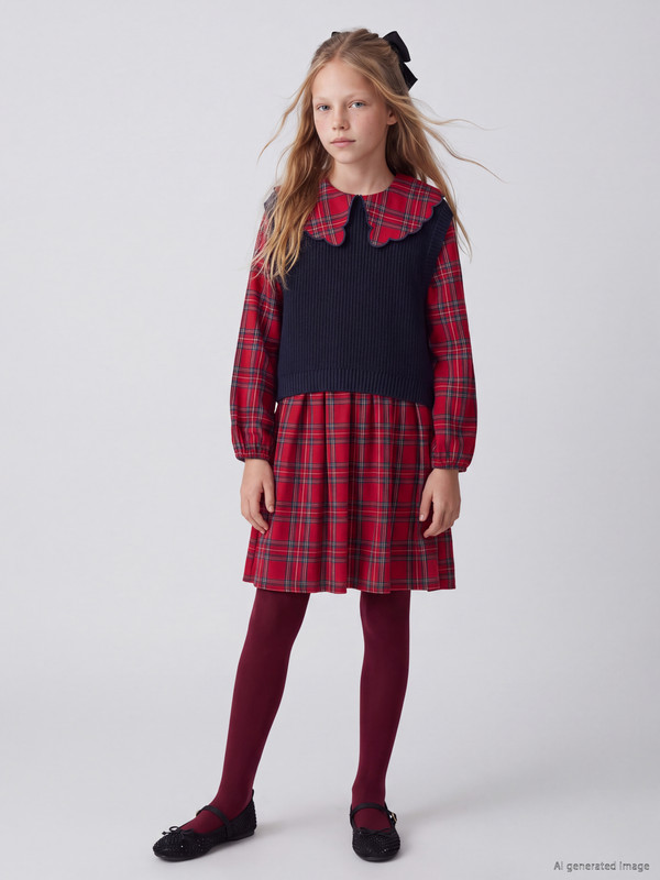 LCW Kids Plaid Girls' Dress and Sweater