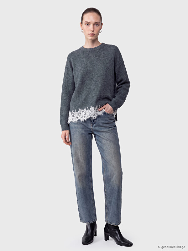 LCW Comfort Woman Anthracite Sweater