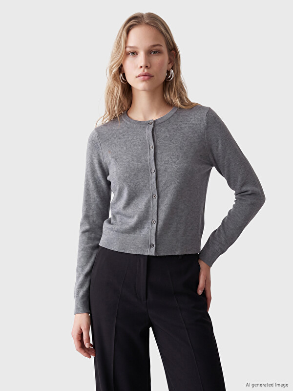 LCW Vision Crew Neck Women's Knitwear Cardigan