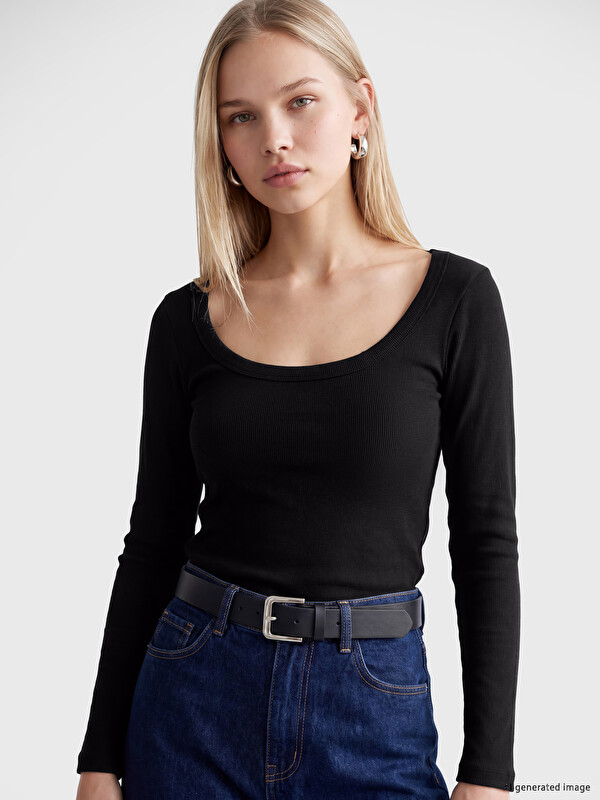 LCW Vision Corps Côtelé Femme à Encolure U