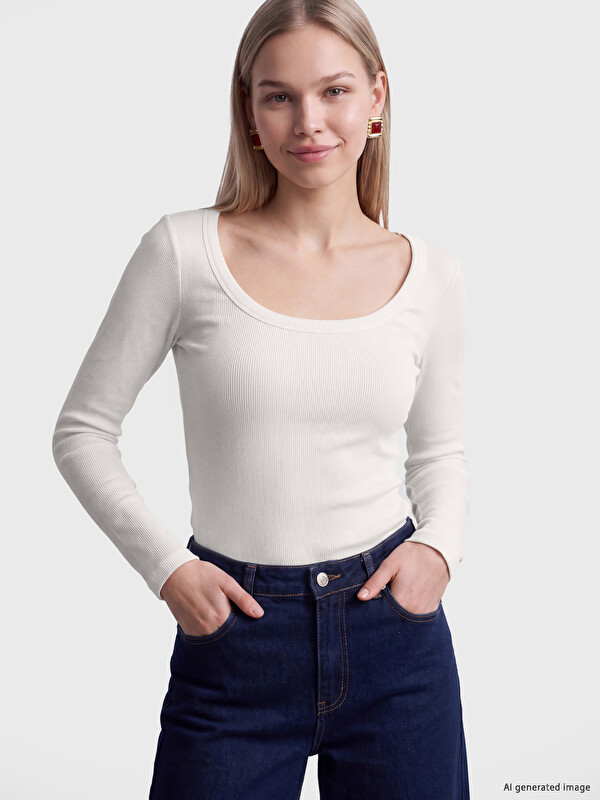 LCW Vision U-Ausschnitt Damen Geripptes Body
