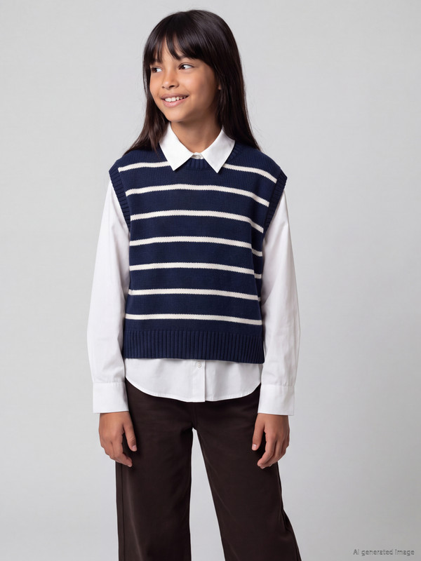 LCW Kids Striped Girls' Shirt and Sweater
