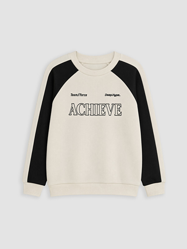 LCW Kids Bisiklet Yaka Baskılı Erkek Çocuk Sweatshirt