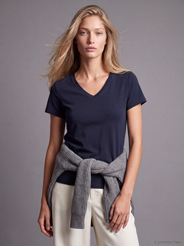 LCW EVERYDAY V Neck Soft Touch Women's T-Shirt