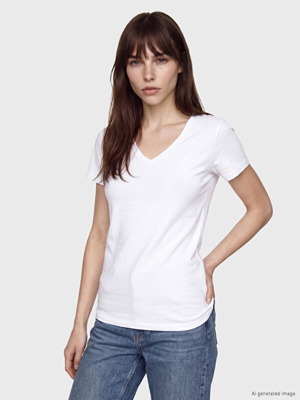LCW EVERYDAY T-shirt Femme Encolure en V