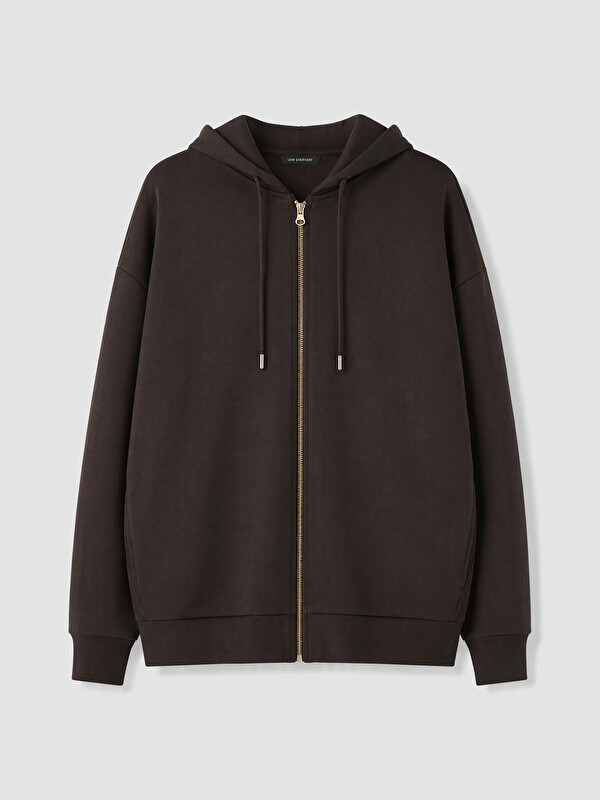 LCW EVERYDAY Woman Brown Zip-Up Sweatshirt