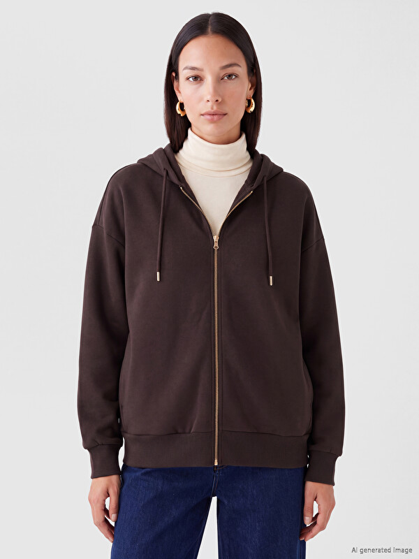 LCW EVERYDAY Hooded Oversize Women's Zippered Sweatshirt
