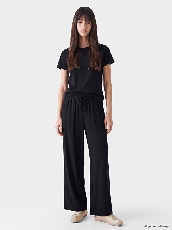 XSIDE Elastic Waist Wide Leg Women's Trousers