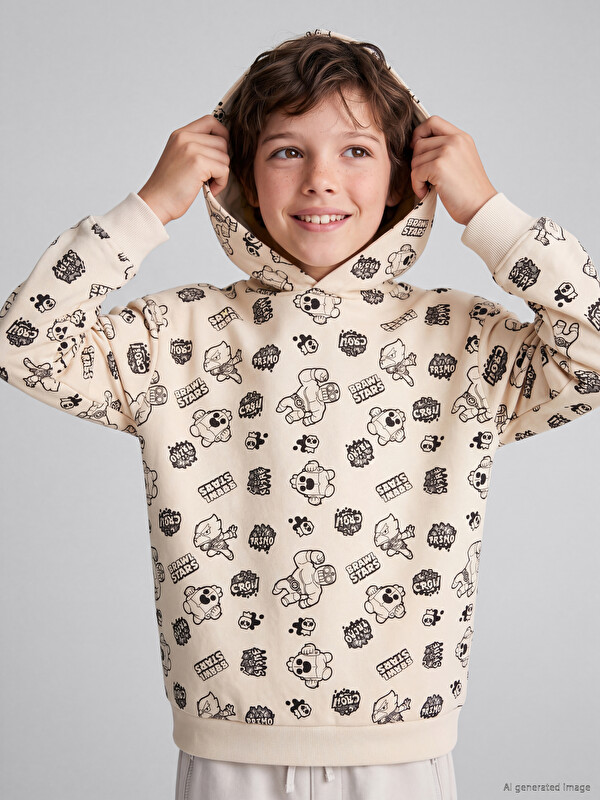 LCW Kids Brawl Stars Printed Boys' Sweatshirt