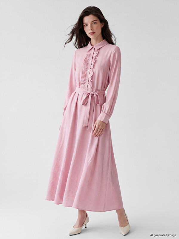 LCW Comfort Fitted Waist Modal Blended Dress