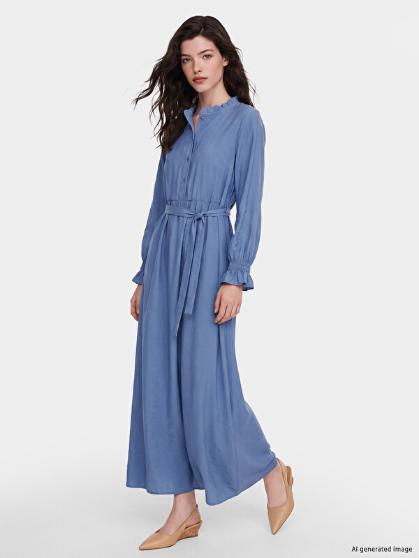 LCW Comfort Sashed Waist Fitted Dress
