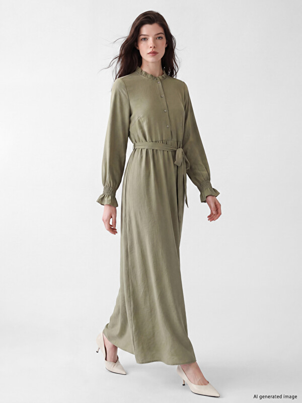 LCW Comfort Fitted Waist Modal Blended Dress