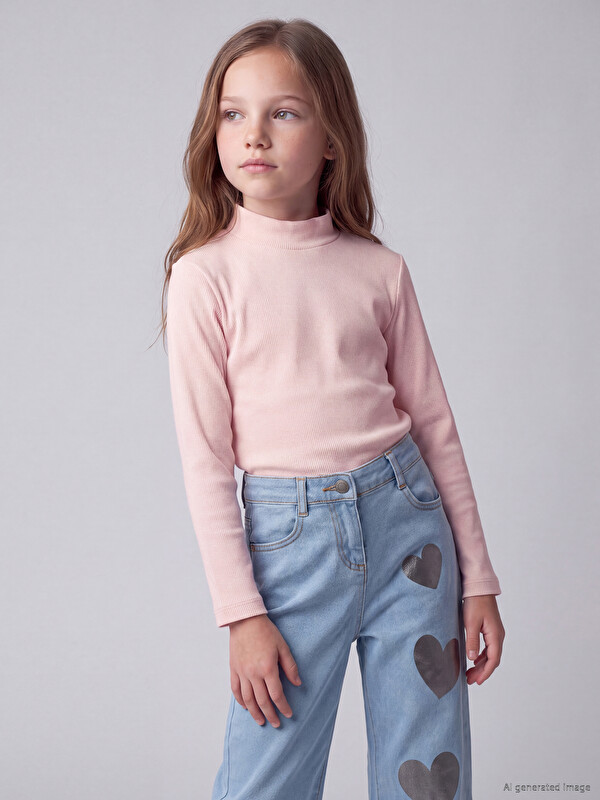 LCW Kids Dik Yaka Kız Çocuk Tişört