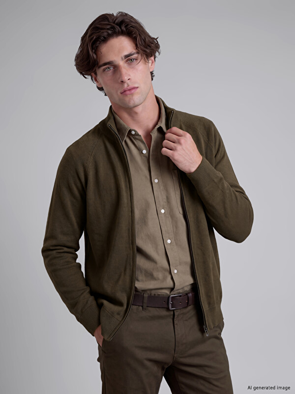 LCW Vision Regular Fit Mock Neck Men's Knitwear Cardigan
