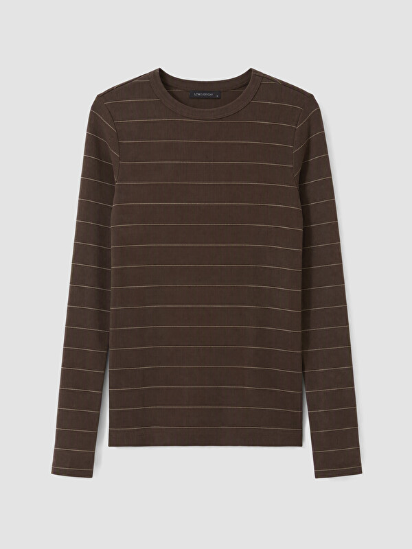 LCW EVERYDAY Crew Neck Striped Women's Ribbed Body