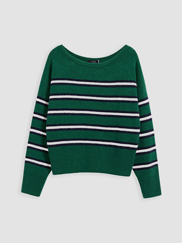 XSIDE Slash Neck Striped Women's Knitwear Sweater