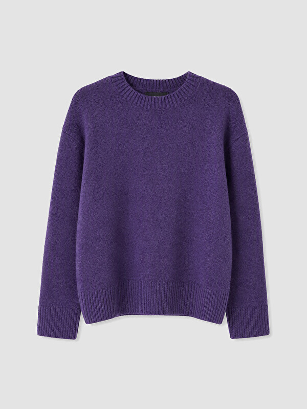 XSIDE Pulover Tricotat Oversize cu Guler Rotund pentru Femei