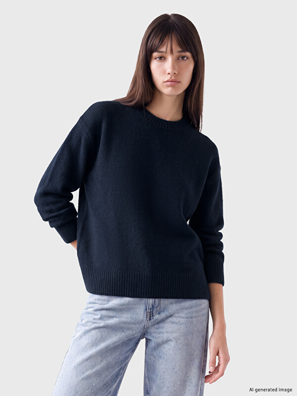 XSIDE Bisiklet Yaka Oversize Kadın Triko Kazak