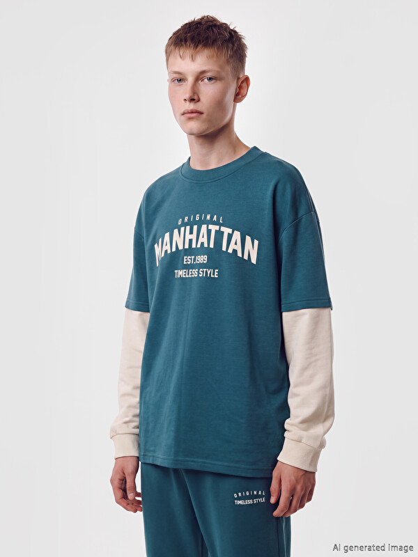 LCW Kids Crew Neck Manhattan Printed Boys' T-Shirt
