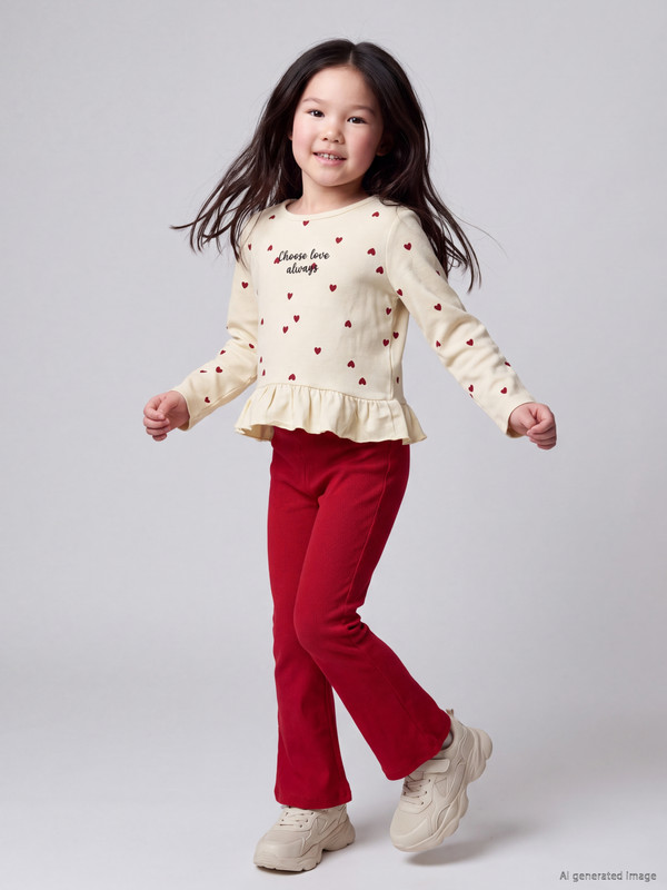 LCW Kids Crew Neck Embroidered Girls' Set