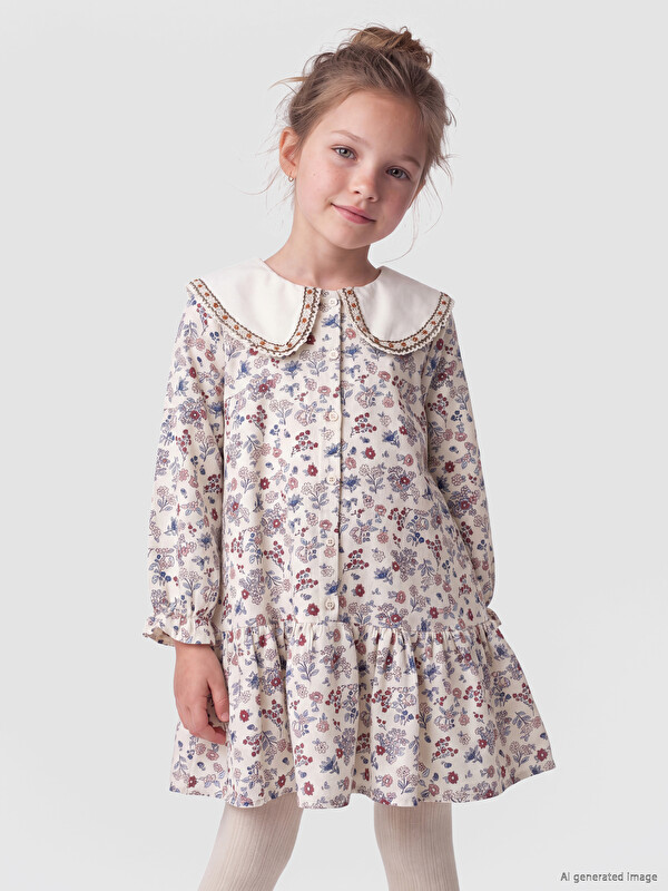 LCW Kids Peter Pan Collar Floral Girls' Dress