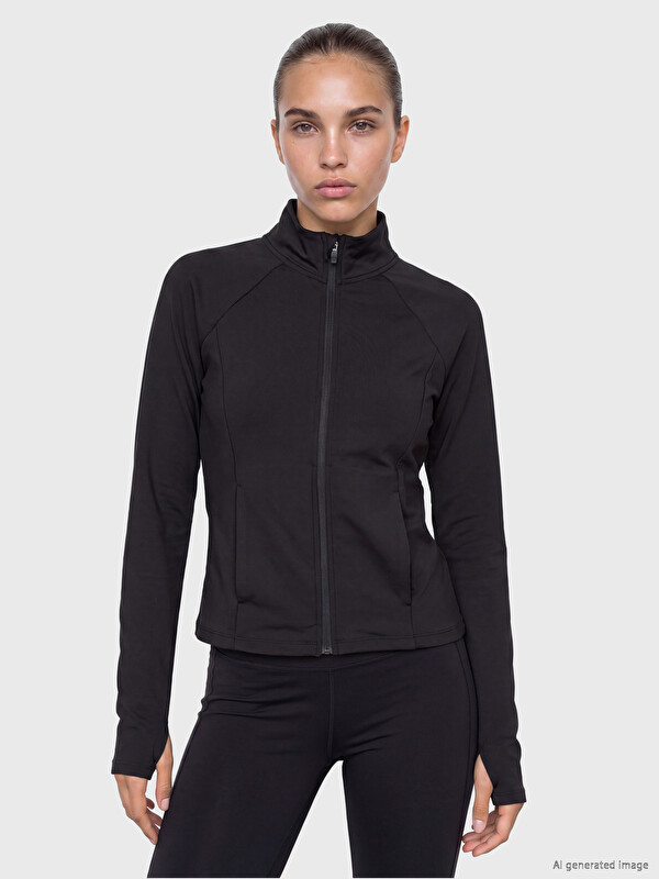 KOOR SPORT Dik Yaka Kadın Fermuarlı Sweatshirt