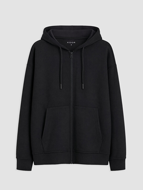 KOOR SPORT Kapüşonlu Soft Touch Oversize Kadın Fermuarlı Sweatshirt