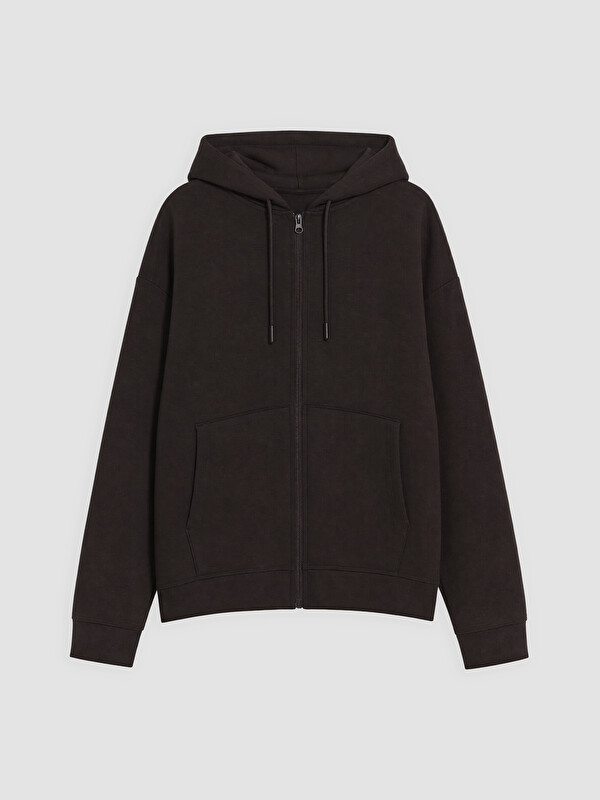 KOOR SPORT Kapüşonlu Soft Touch Oversize Kadın Fermuarlı Sweatshirt