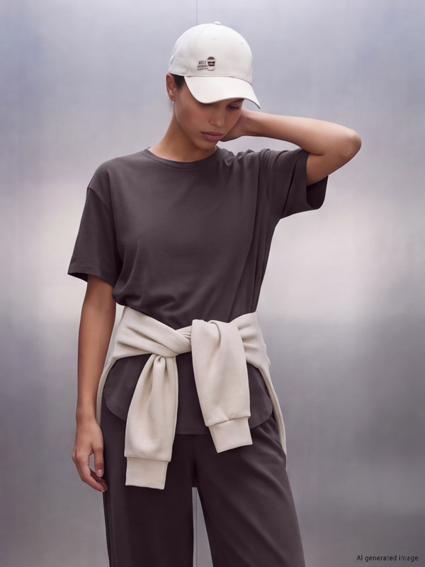 KOOR SPORT Oversize Modal Karışımlı Kadın Spor Tişört