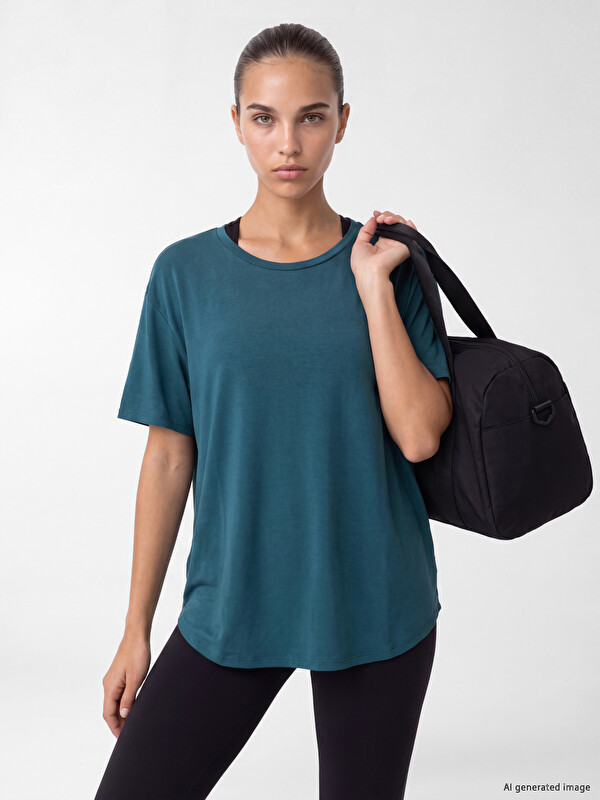 KOOR SPORT Modal Karışımlı Oversize Kadın Spor Tişört
