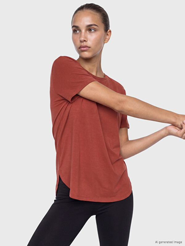 KOOR SPORT Modal Karışımlı Oversize Kadın Spor Tişört
