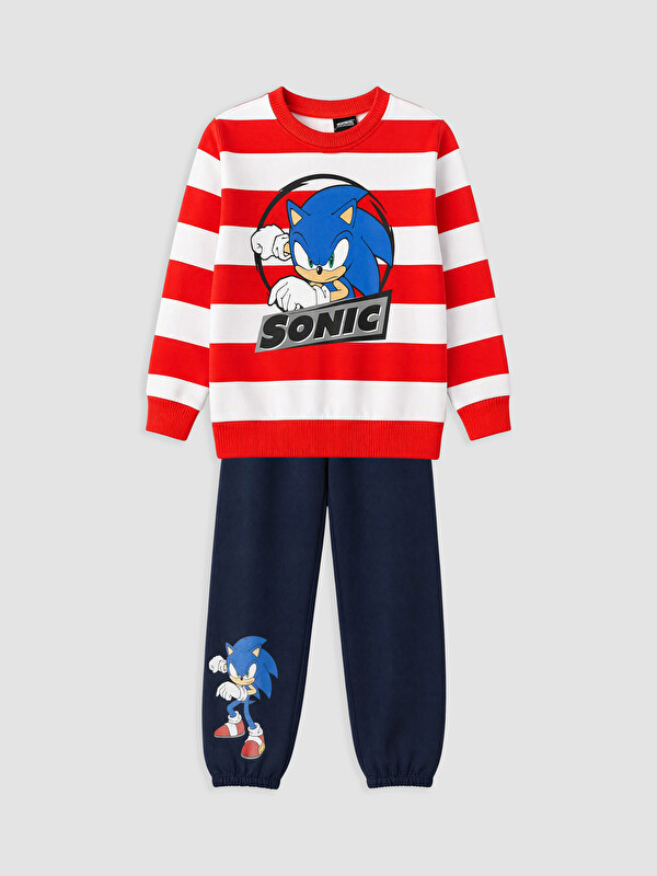 LCW Kids Sonic Baskılı Çizgili Erkek Çocuk Takım
