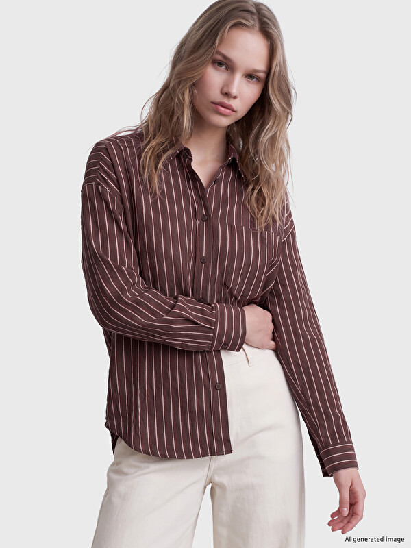 LCW Vision Striped Oversize Women's Shirt