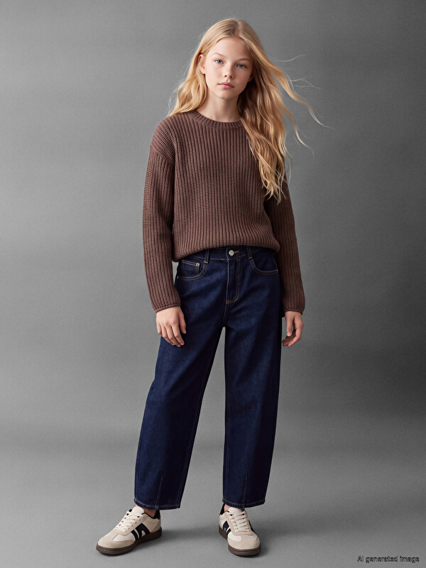 LCW Kids Barrel Fit Kız Çocuk Jean Pantolon