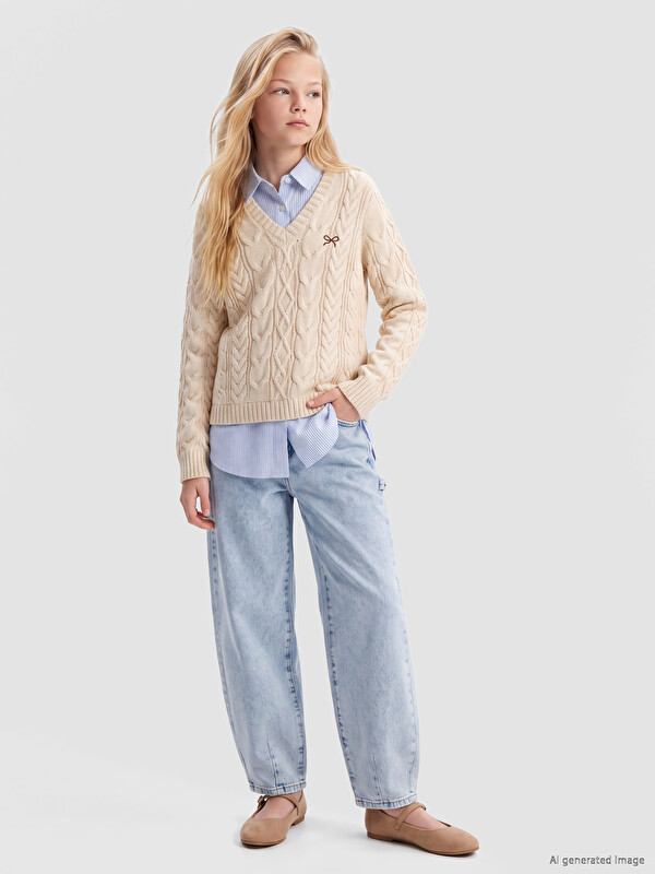 LCW Kids Blugi Regular Fit Ripped pentru Fete