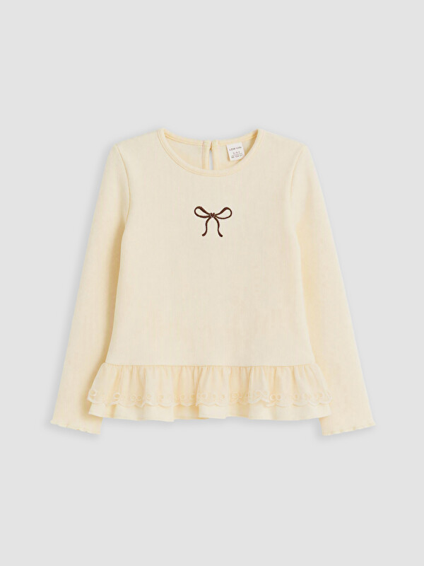 LCW Kids Crew Neck Bow Detailed Girls' T-shirt