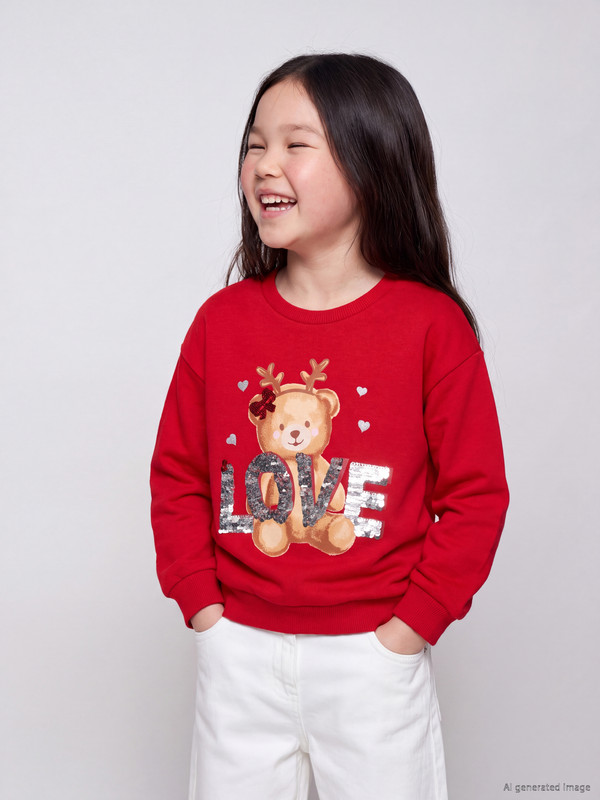 LCW Kids Printed Girls' Thick Sweatshirt