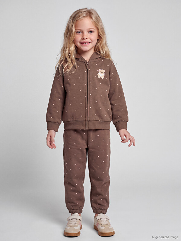 LCW Kids Patterned Girls' Thick Jogger Sweatpants