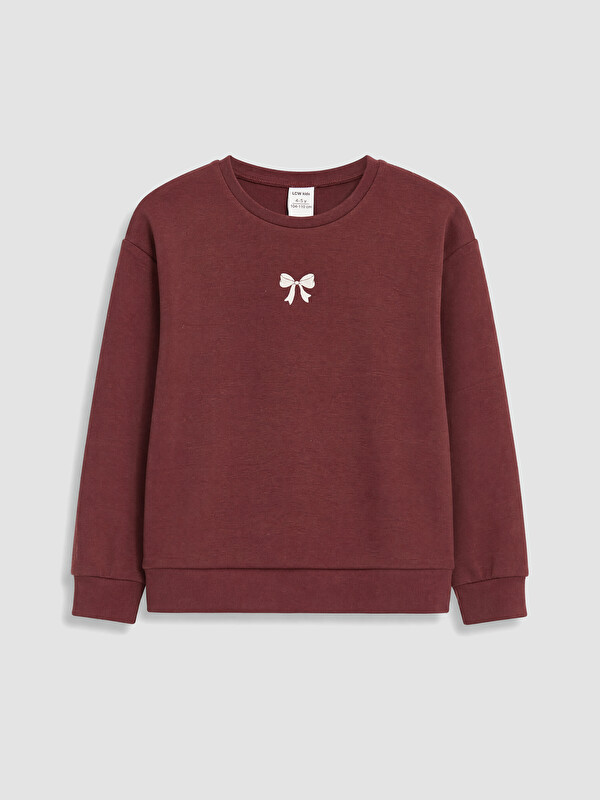 LCW Kids Bisiklet Yaka Baskılı Kız Çocuk Sweatshirt