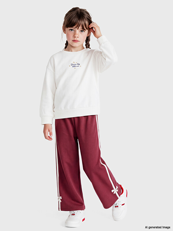 LCW Kids Striped Soft Touch Girls' Sweatpants