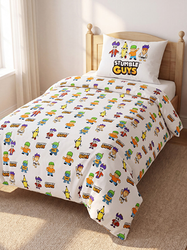 LCW HOME Комплект с односпальным пододеяльником Stumble Guys из хлопка с принтом
