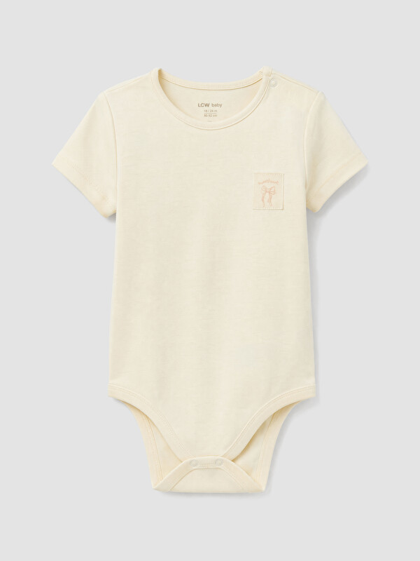 LCW baby Bisiklet Yaka Kız Bebek Çıtçıtlı Body