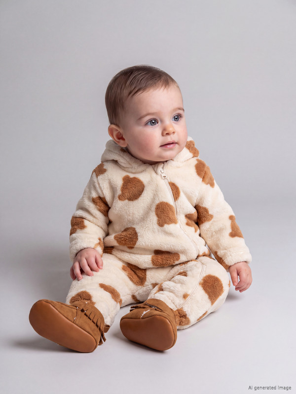 LCW baby Hooded Printed Baby Boys' Jumpsuit