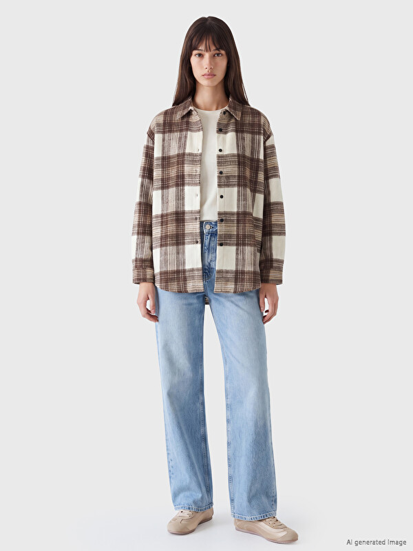 XSIDE Cămașă Lumberjack Oversize cu Carouri pentru Femei