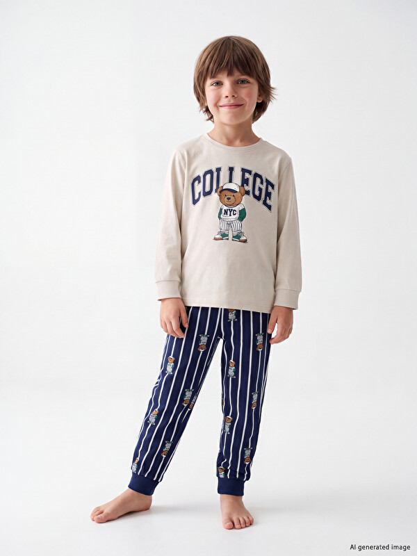 LCW Kids Set de Pijama de Băieți Imprimat NYC