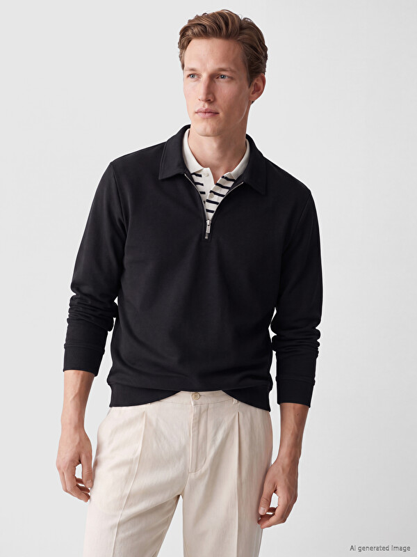 SOUTHBLUE Polo Yaka Erkek Sweatshirt