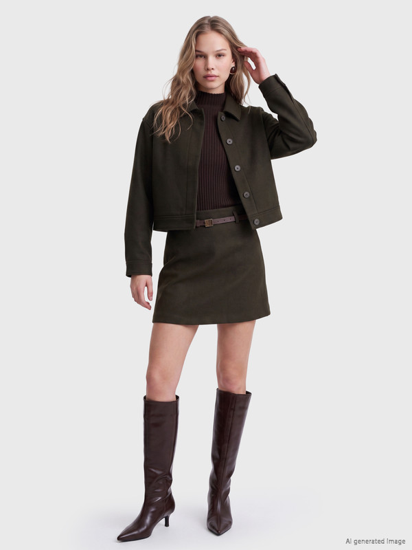 LCW Vision Slim Fit Belted Mini Skirt