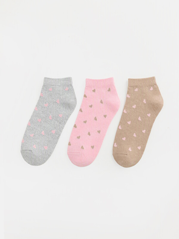 LCW ECO Kalp Desenli Kadın Patik Çorap 3'lü