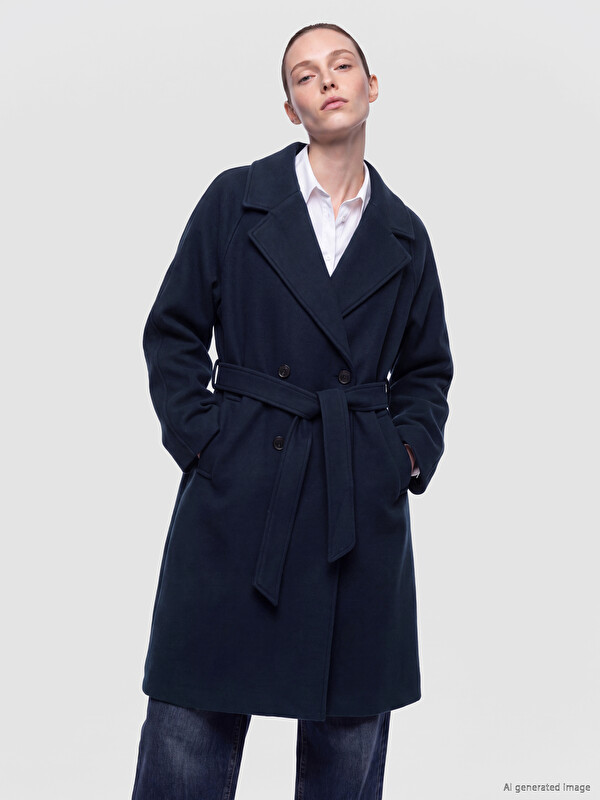LCW Comfort Double Breasted Collar Sashed Women's Cachet Coat